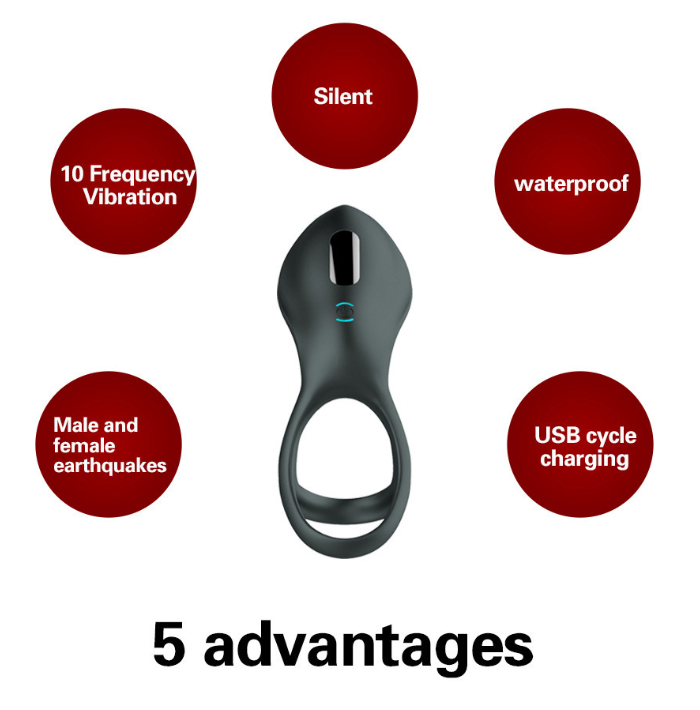Double Strap Rechargeable Cock Ring Water Proof 10 Settings