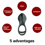 Load image into Gallery viewer, Double Strap Rechargeable Cock Ring Water Proof 10 Settings
