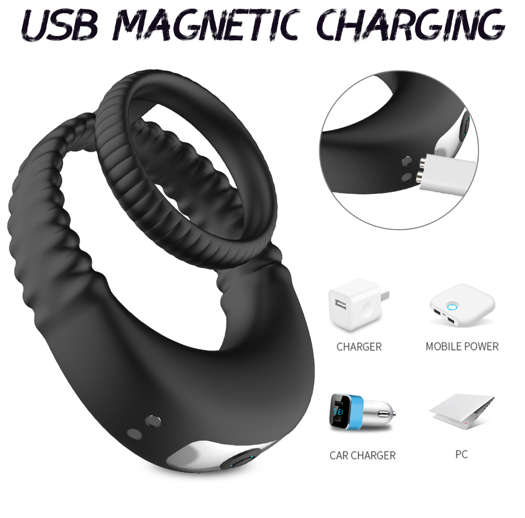 10 Speeds Remote Control Vibrating Cock Ring USB Rechargeable Penis Ring Sex Toy