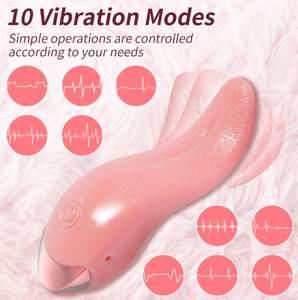 Vibrating Tongue Womens Vibrator Sex Toy Rechargeable Mutli-speed 10 Settings Mini Bullet