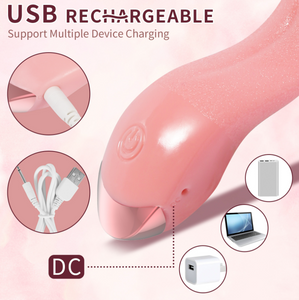 Vibrating Tongue Womens Vibrator Sex Toy Rechargeable Mutli-speed 10 Settings Mini Bullet