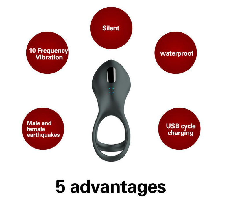 Vibrating Rechargeable Cock Ring Waterproof Silicone Ring