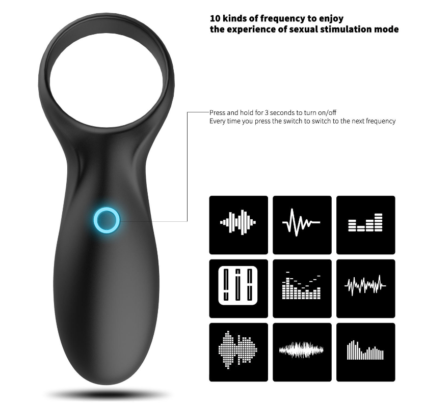 Vibrating Cock Ring, Male Adult Anal Sex Toys with 10 Vibration Modes Penis Rings for Longer Harder Stronger Erection, Vibrating Wand Bullet Vibrator for Men & Women