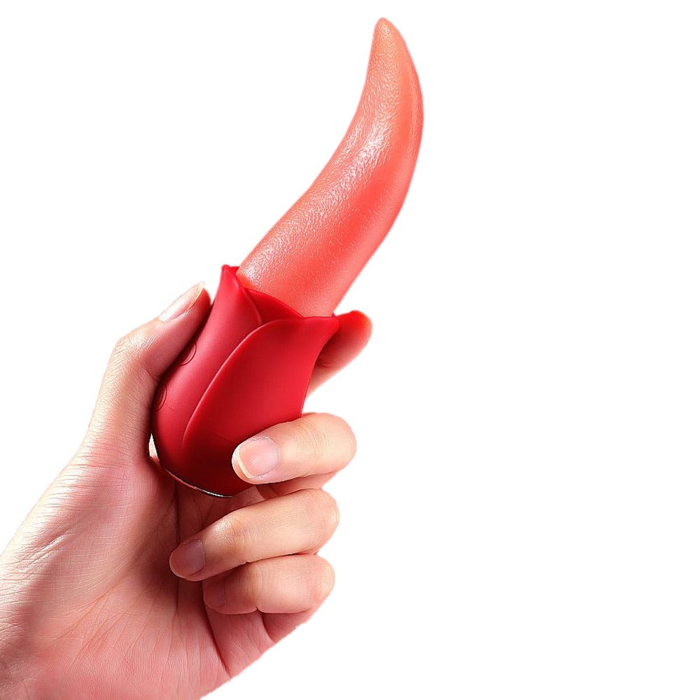 Vibrating Rose Tongue With 12 Speed Settings and Shower Friendly