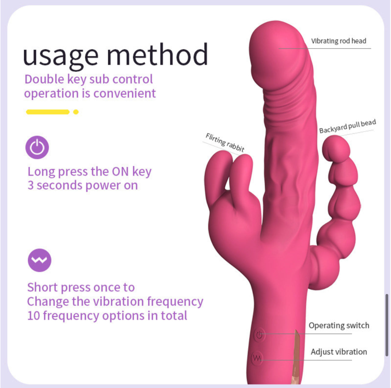 Vibrating Rechargeable Dildo With 10 Settings and Water-Proof