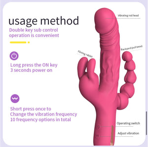 Vibrating Rechargeable Dildo With 10 Settings and Water-Proof