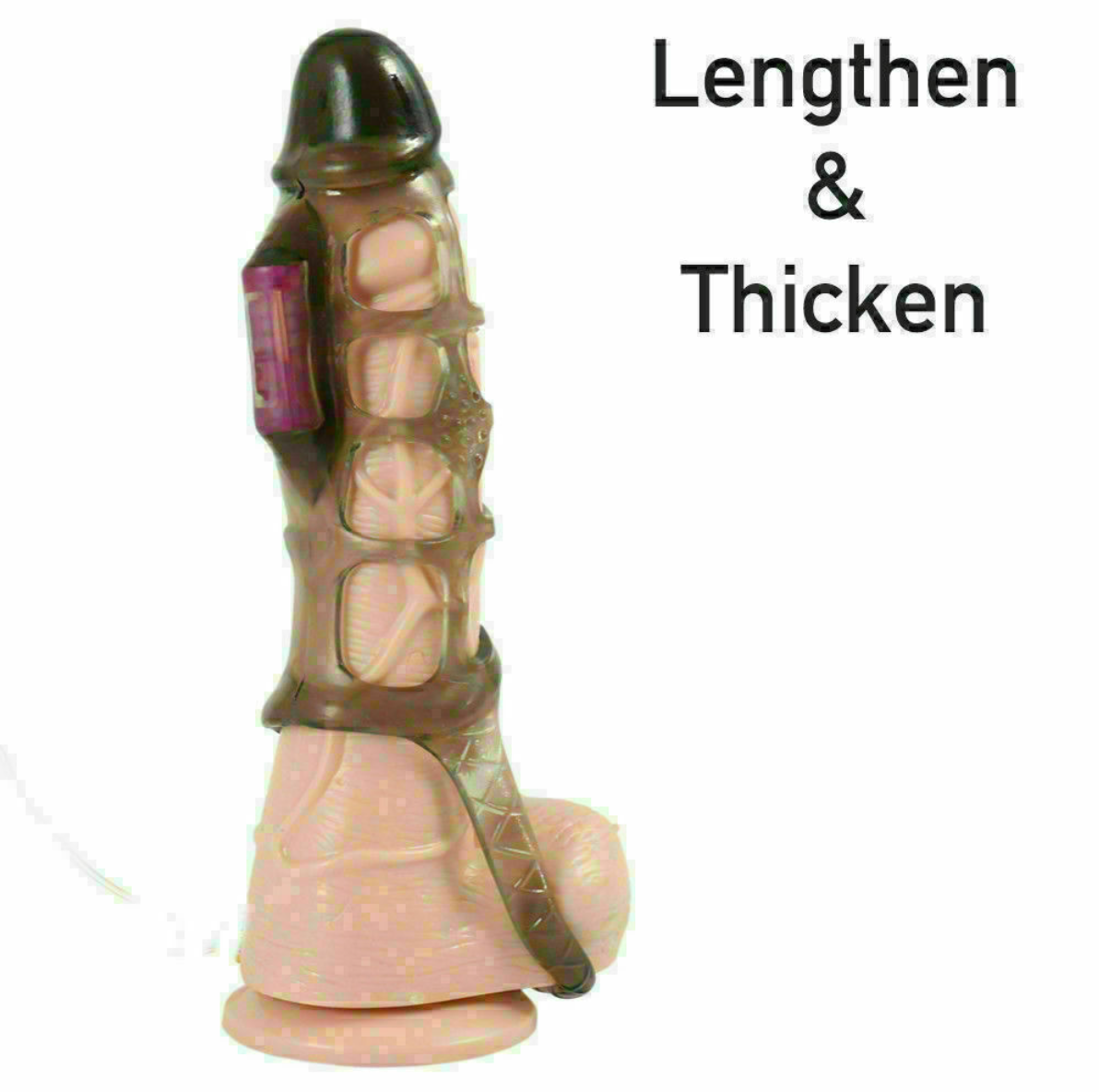 Cock Ring Vibrating Penis Sleeve Extender Enlarger Extra Length & Girth