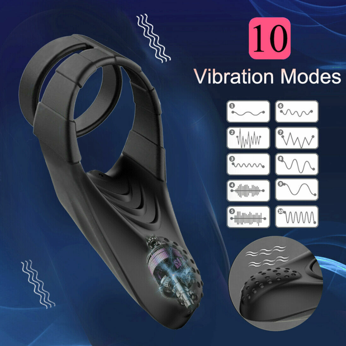 Vibrating Cock Ring Penis Rechargeable Couple Vibrator