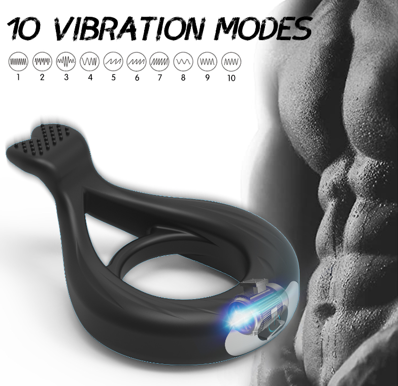 Fin Rechargeable Cock Ring With 10 Settings and Water-Proof