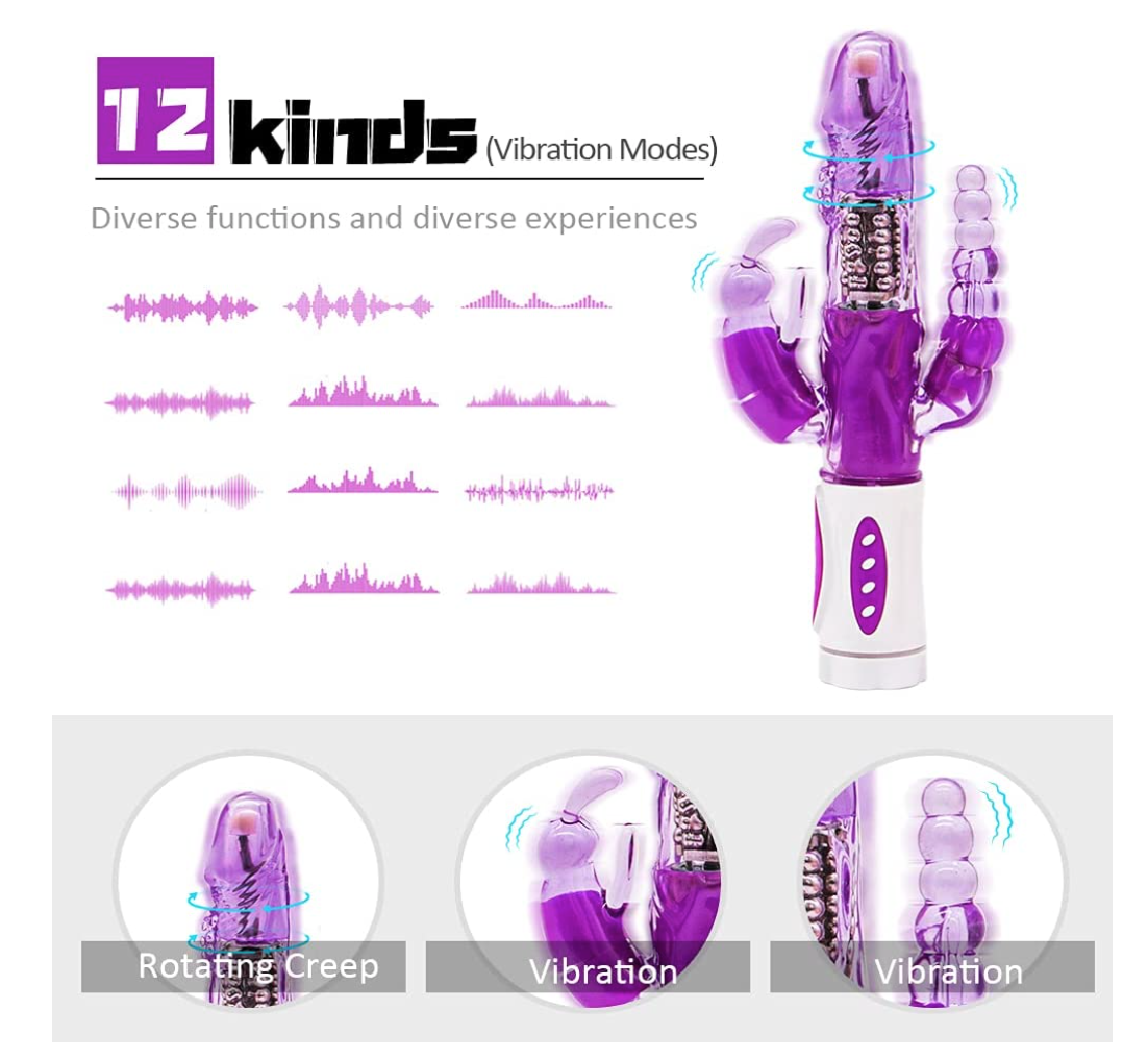 Vibrating Rampant Rabbit Triple Vibrator Multi Speed Dildo