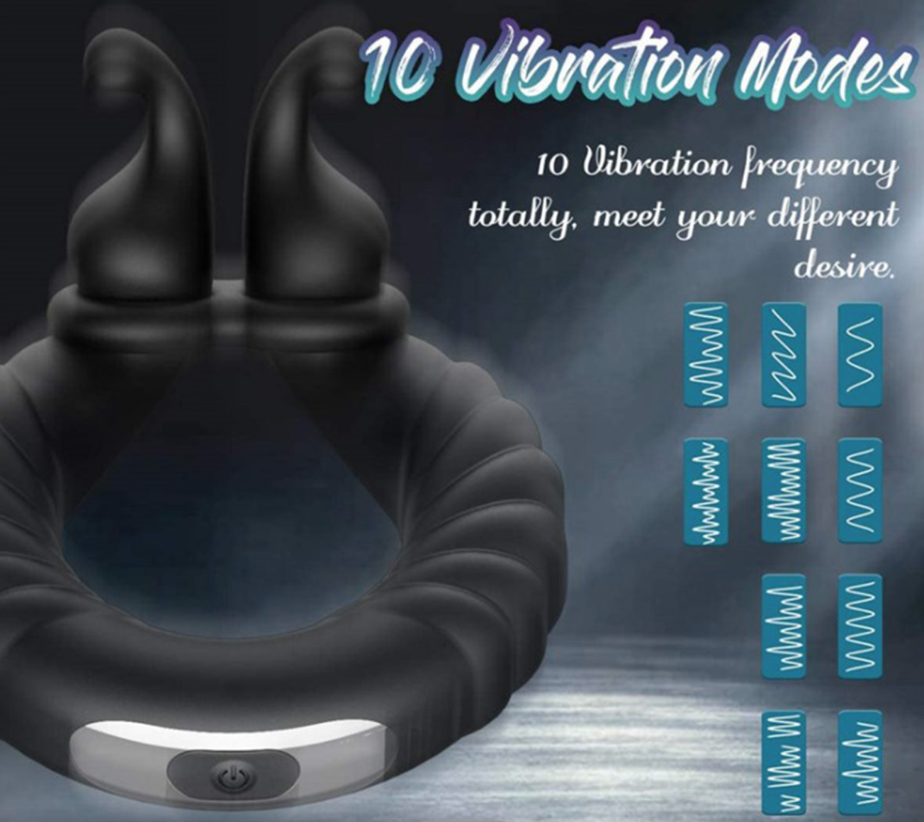 10 Speeds Vibrating Cock Ring USB Rechargeable Penis Ring Vibrator