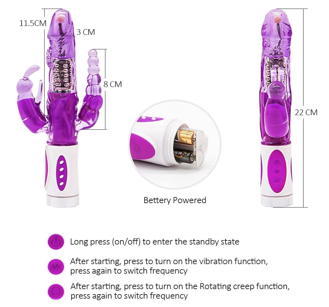 Vibrating Rampant Rabbit Triple Vibrator Multi Speed Dildo